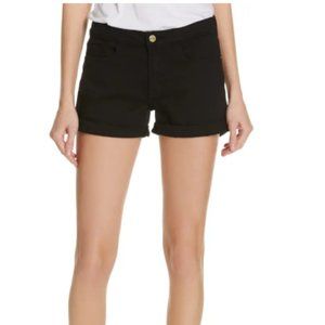 Frame Le Cut Off Cuffed Jean Shorts in Noir Black NEW WITH TAGS
